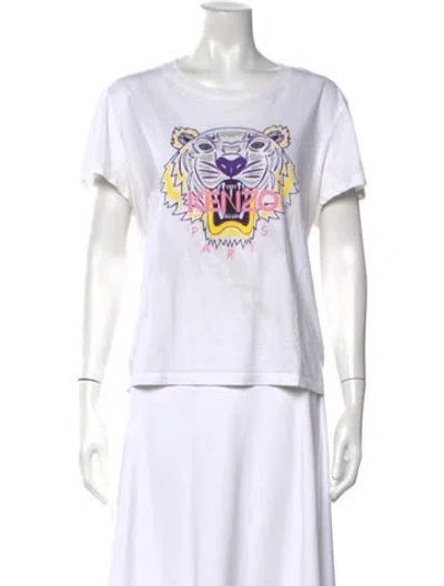 Pre-owned Kenzo Graphic Print Crew Neck T-shirt In White