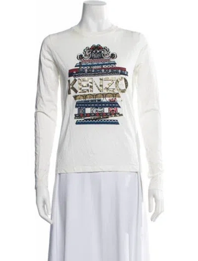 Pre-owned Kenzo Graphic Print Crew Neck T-shirt In White