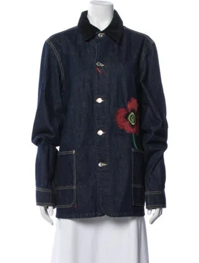 Pre-owned Kenzo Graphic Print Denim Jacket In Blue