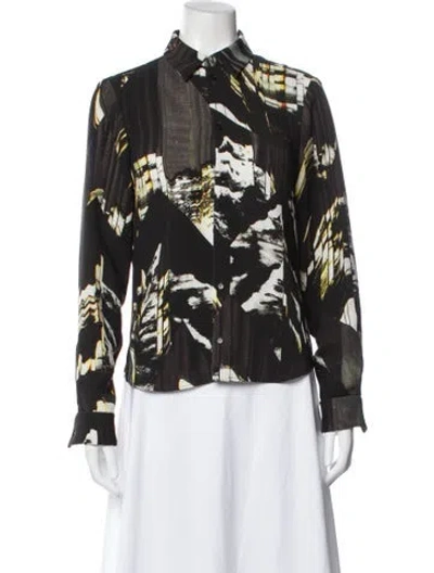 Pre-owned Kenzo Graphic Print Long Sleeve Button-up Top In Multi