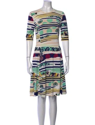 Pre-owned Kenzo Graphic Print Midi Length Dress In Blue