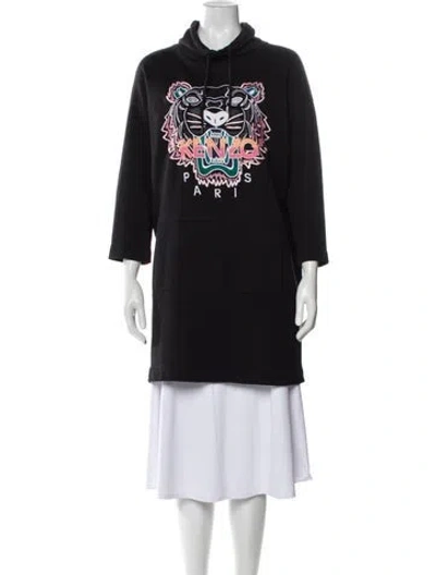 Pre-owned Kenzo Graphic Print Mini Dress In Black