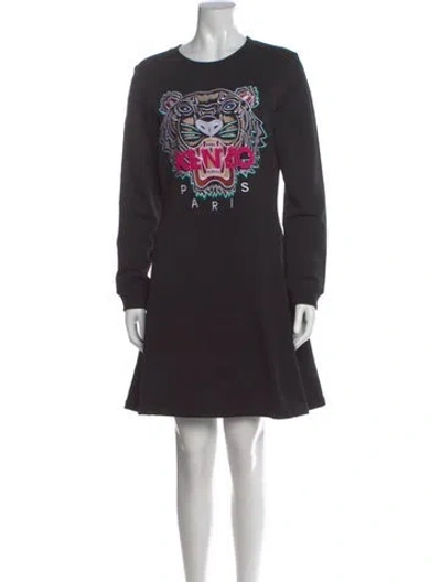 Pre-owned Kenzo Graphic Print Mini Dress In Black