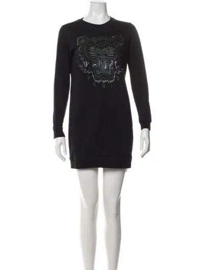 Pre-owned Kenzo Graphic Print Mini Dress In Black