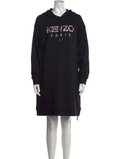 Pre-owned Kenzo Graphic Print Mini Dress In Black