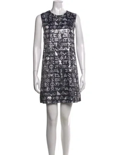 Pre-owned Kenzo Graphic Print Mini Dress In Black/white