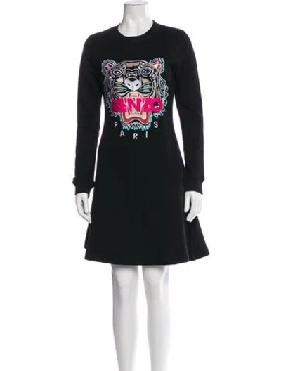 Pre-owned Kenzo Graphic Print Mini Dress In Blue