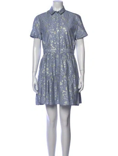 Pre-owned Kenzo Graphic Print Mini Dress In Blue