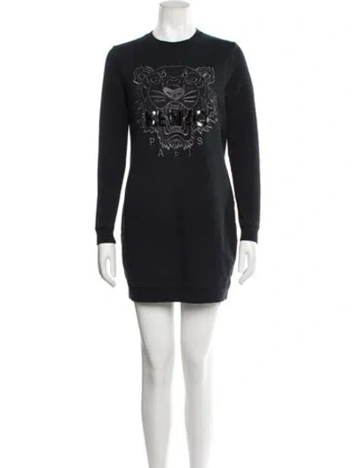 Pre-owned Kenzo Graphic Print Mini Dress In Blue
