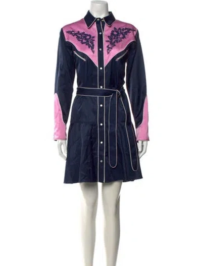 Pre-owned Kenzo Graphic Print Mini Dress In Blue
