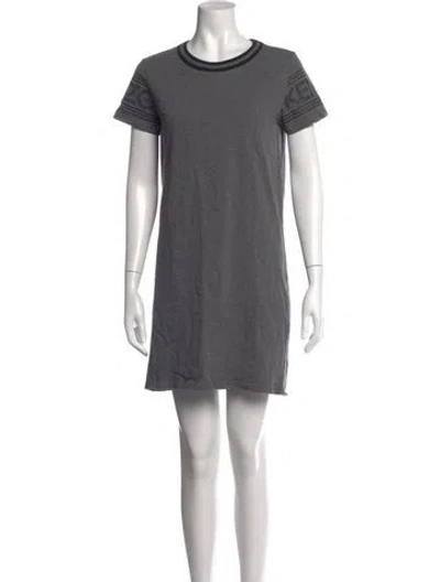 Pre-owned Kenzo Graphic Print Mini Dress In Grey