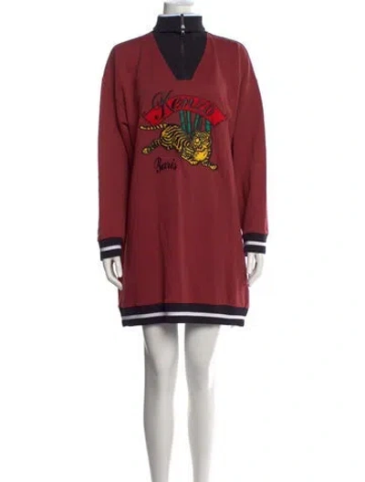 Pre-owned Kenzo Graphic Print Mini Dress In Red