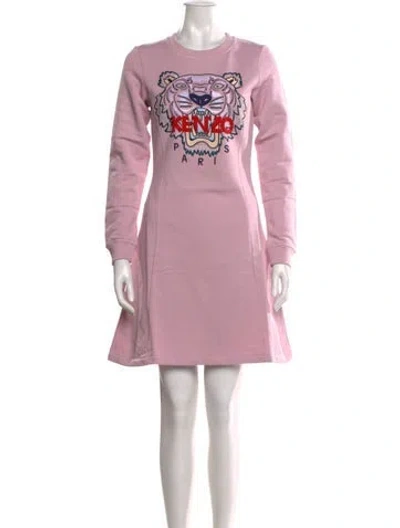 Pre-owned Kenzo Graphic Print Mini Dress W/ Tags In Pink