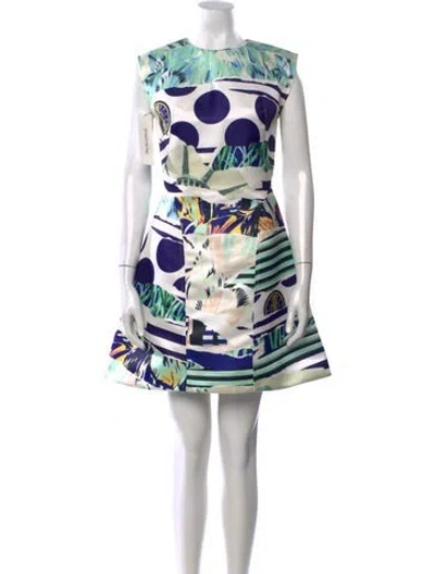 Pre-owned Kenzo Graphic Print Mini Dress In White
