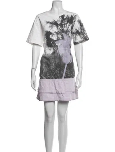 Pre-owned Kenzo Graphic Print Mini Dress In White