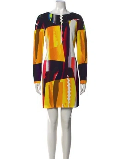 Pre-owned Kenzo Graphic Print Mini Dress In Yellow