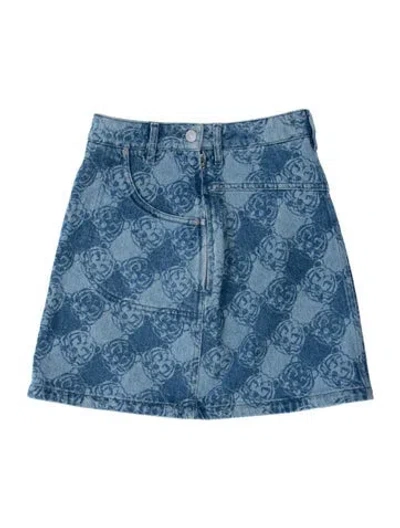 Pre-owned Kenzo Graphic Print Mini Skirt In Blue