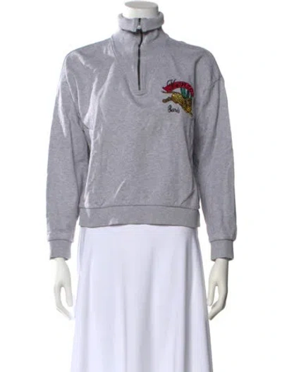 Pre-owned Kenzo Graphic Print Mock Neck Sweatshirt In Neutral