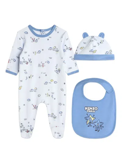 Kenzo Graphic-print Organic Cotton Babygrow Set In White