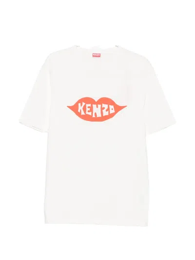 Kenzo Graphic Print Round Neck Short Sleeve T-shirt In Metallic