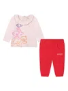Kenzo Graphic-print Ruffled-collar Trousers Set In Pink