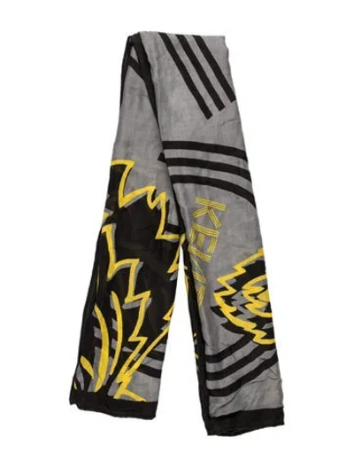 Pre-owned Kenzo Graphic Print Scarf In Grey