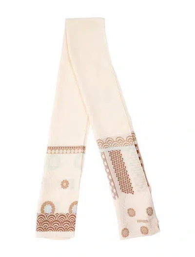 Pre-owned Kenzo Graphic Print Scarf In Neutrals