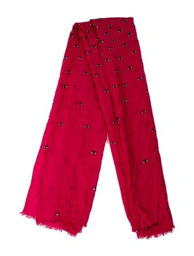 Pre-owned Kenzo Graphic Print Scarf In Pink
