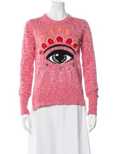 Pre-owned Kenzo Graphic Print Scoop Neck Sweater In Red