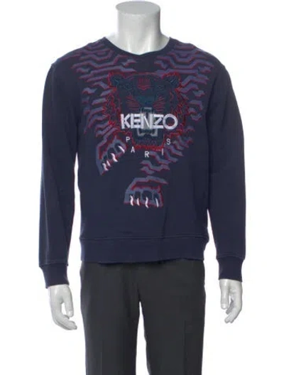 Pre-owned Kenzo Graphic Print Scoop Neck Sweatshirt In Blue