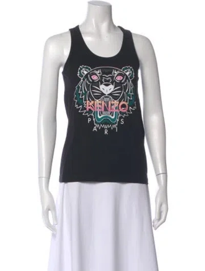 Pre-owned Kenzo Graphic Print Scoop Neck Top In Multi