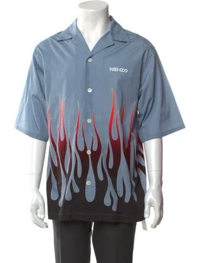 Pre-owned Kenzo Graphic Print Short Sleeve Shirt In Blue