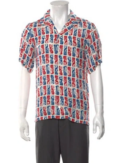 Pre-owned Kenzo Graphic Print Short Sleeve Shirt In Blue/red/white