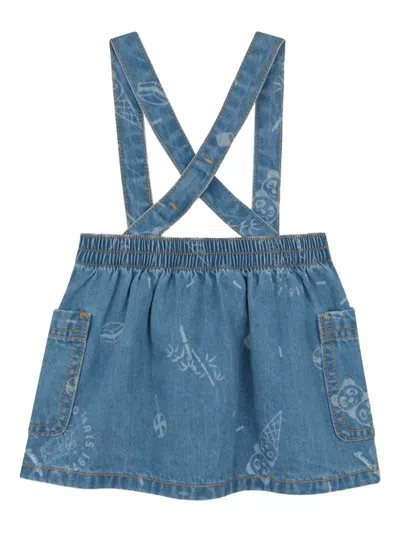 Kenzo Babies' Graphic-print Skirt Dungarees In Blue