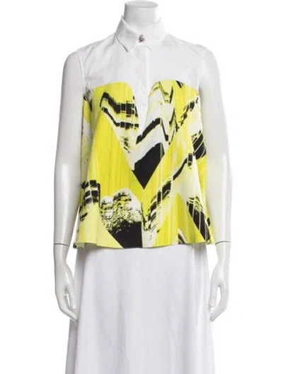 Pre-owned Kenzo Graphic Print Sleeveless Top In White/yellow