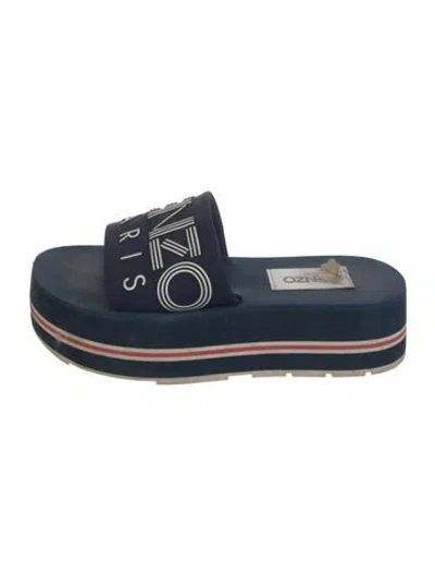 Pre-owned Kenzo Graphic Print Slides In Blue