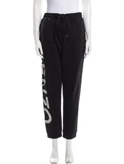 Pre-owned Kenzo Graphic Print Straight Leg Pants In Black