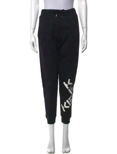 Pre-owned Kenzo Graphic Print Straight Leg Pants In Black