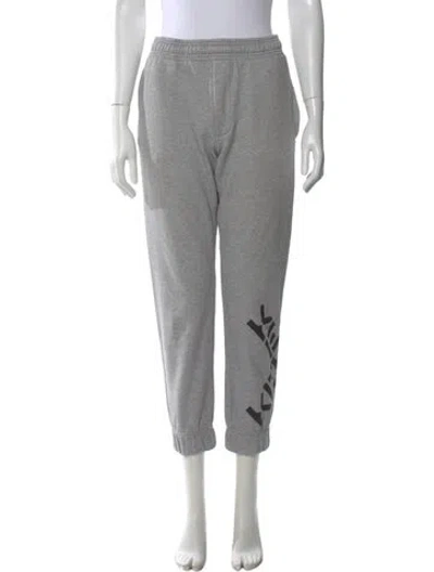 Pre-owned Kenzo Graphic Print Straight Leg Pants In Gray