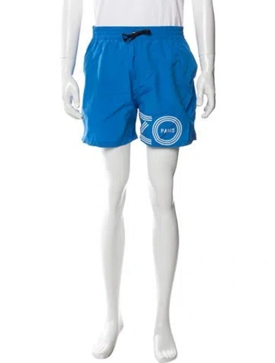 Pre-owned Kenzo Graphic Print Swim Trunks In Blue