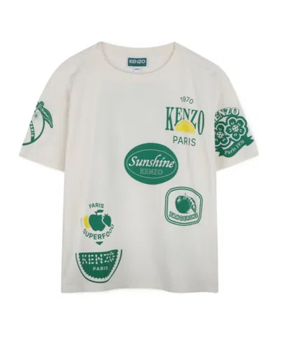 Kenzo Kids' Graphic-print T-shirt In White