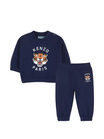 Kenzo Kids' Graphic-print Tracksuit Set In Blue