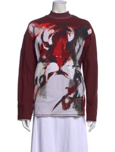 Pre-owned Kenzo Graphic Print Turtleneck Sweater In Red
