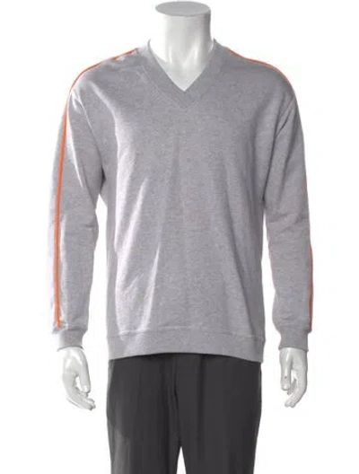 Pre-owned Kenzo Graphic Print V-neck Sweatshirt In Gray