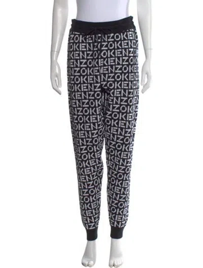 Pre-owned Kenzo Graphic Print Wide Leg Pants In Black