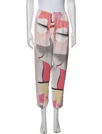 Pre-owned Kenzo Graphic Print Wide Leg Pants In White