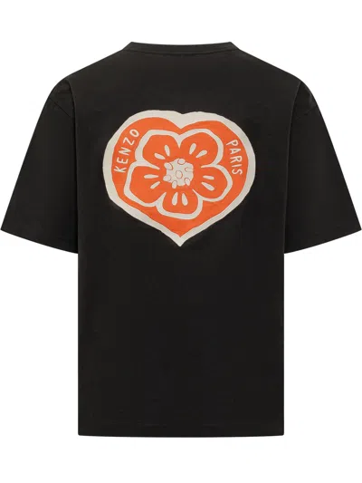 Kenzo Graphic T-shirt With Heart Print In Black