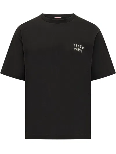 Kenzo Graphic T-shirt With Heart Print In Blue