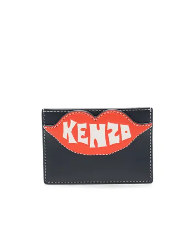 Kenzo Graphic-print Card Holder In Black
