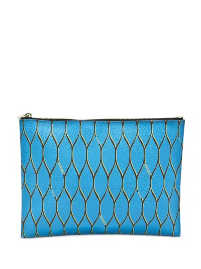 Pre-owned Kenzo Graphic-print Clutch Bag In Blue